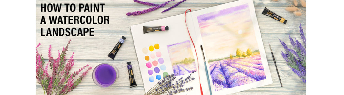 How to Paint a Watercolor Lavender Field Step-By-Step