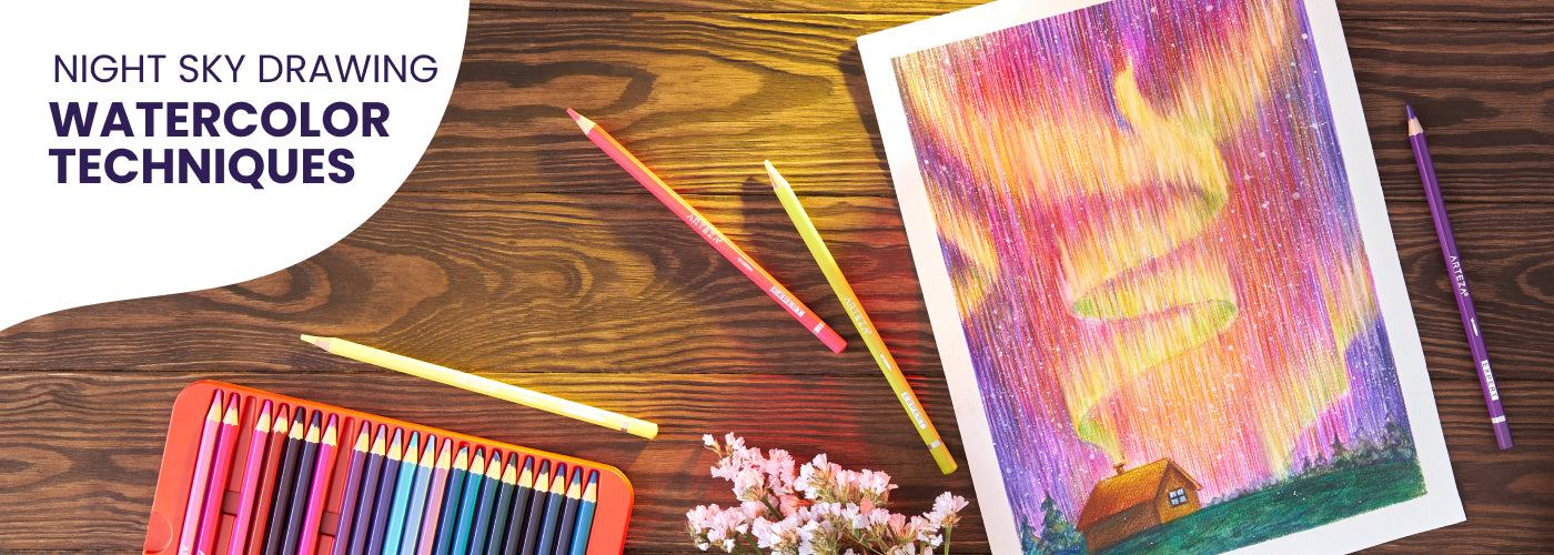 Make a Night Sky Drawing with Watercolor Pencils