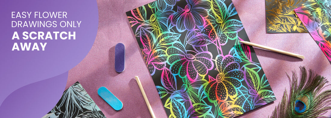 Colorful & Easy Flower Drawings with Scratch Paper