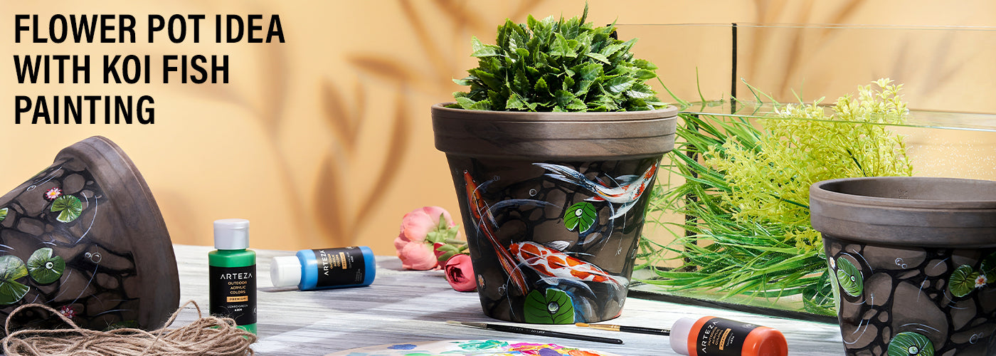 Decorate Garden Pots with Koi Fish Art