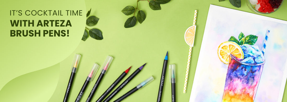 Quench Your Creative Thirst with This Cocktail Drawing in Arteza Real Brush Pens
