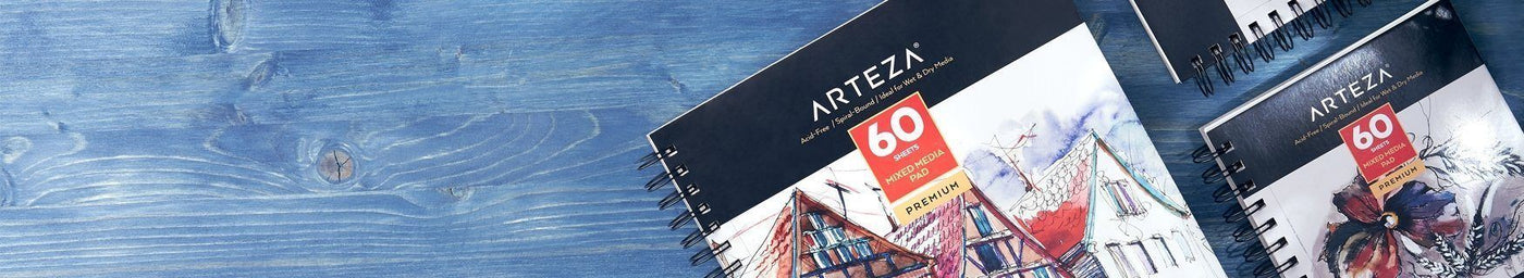  Arteza Mixed Media Sketchbooks, Pack of 3, 5.5 x 8.5 Inches,  60-Sheet Drawing Pads with 110lb Paper, Spiral-Bound, Art Supplies for Wet  and Dry Media : Arts, Crafts & Sewing