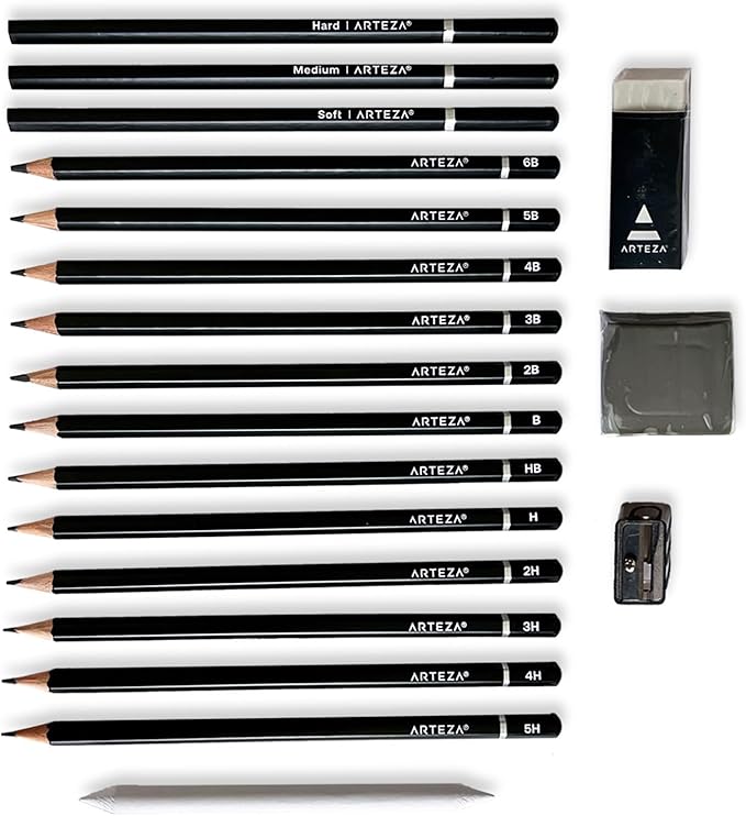 Arteza 20pc Sketch Set - Complete Artist Kit for Ultimate Sketching Precision