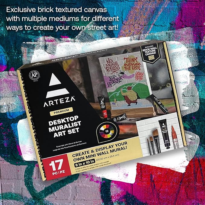 ARTEZA Desktop Muralist Art Set - 17 Pieces | Create Your Own Mini Wall Mural