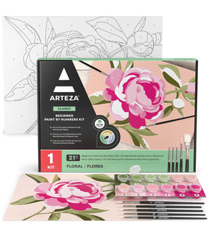  Arteza Paint-by-Numbers Kit, 8x16 inches, Tri-Panel Cities  Canvas Painting Kit with 3 Canvas Panels, 24 Acrylic Paint Pots, 5  Paintbrushes, Art Supplies for Advanced Artists : Everything Else