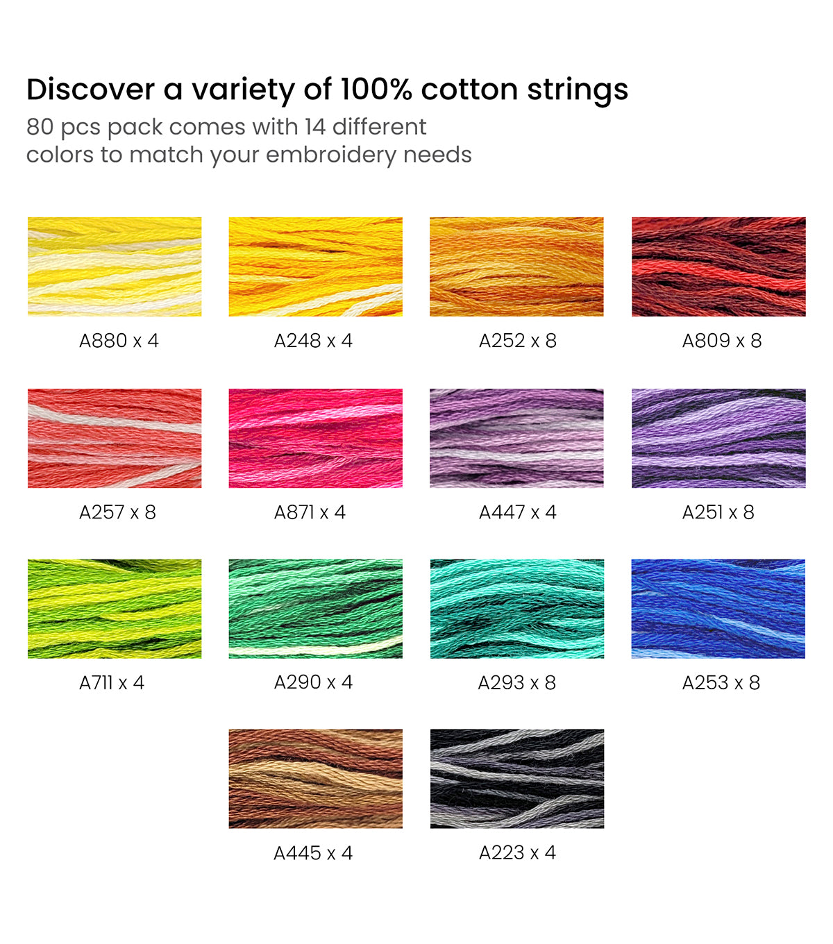 DMC Embroidery Floss Assortment 100 Colors. Genuine Made in France
