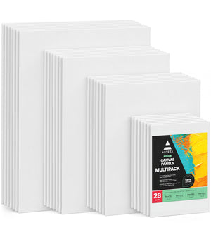Arteza Stretched Canvas, Classic, White, 24x36, Large Blank Canvas Boards  for Painting- 5 Pack