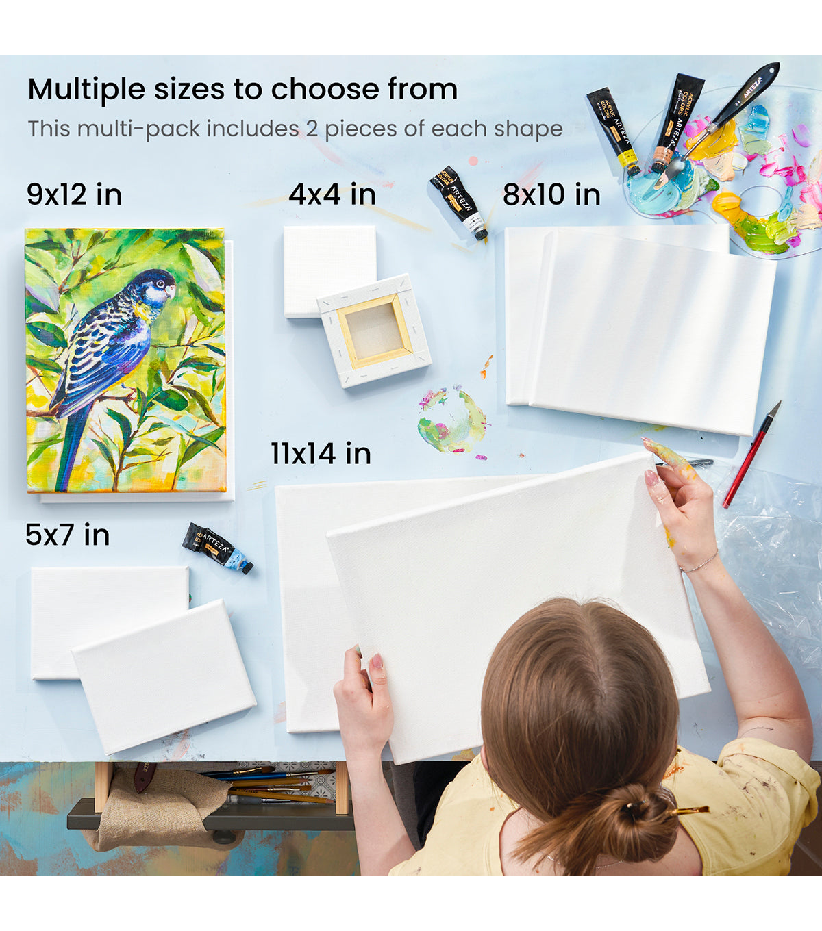 Classic Stretched Canvas, Medium Multi-Pack Sizes - Set of 10