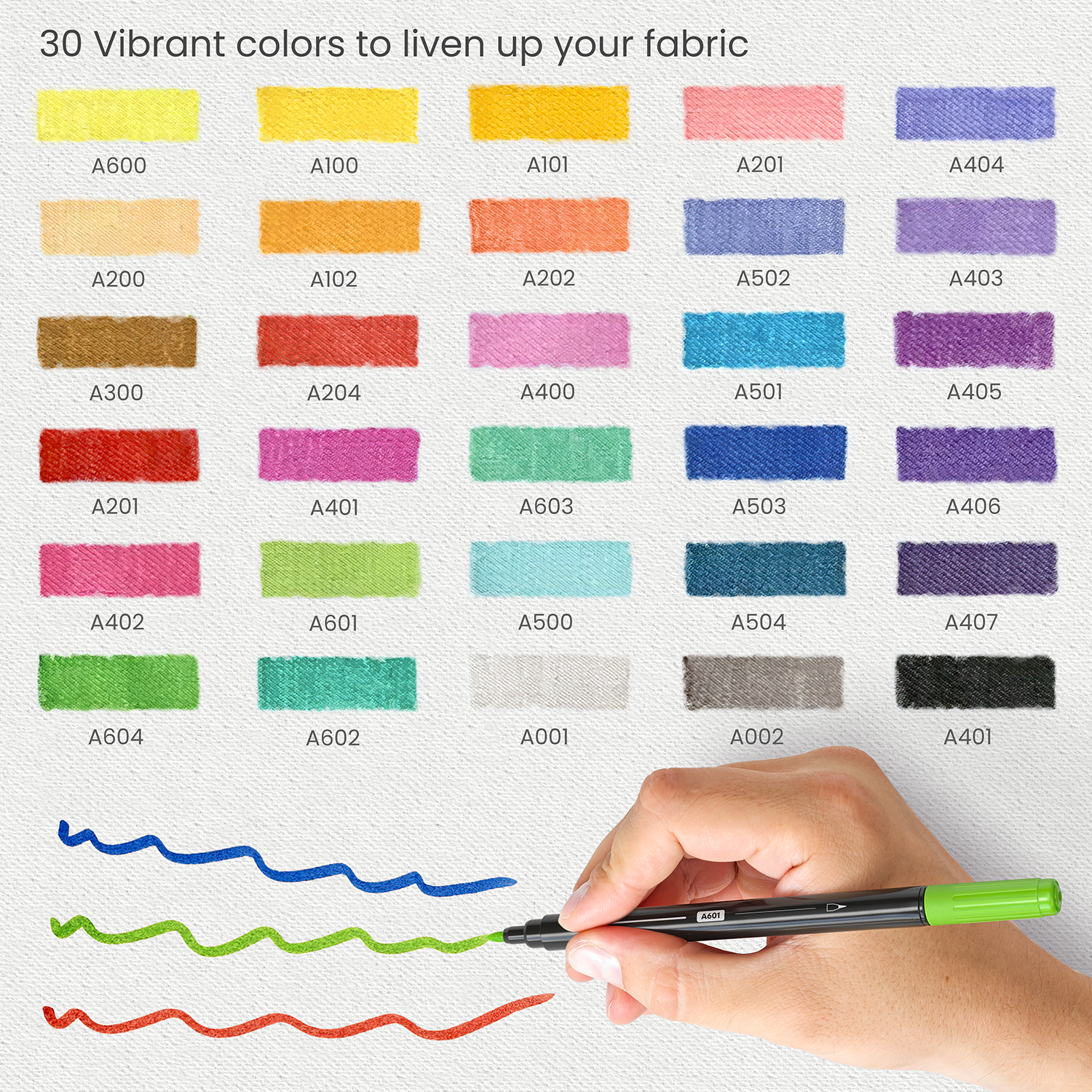 Fabric Markers Permanent for Clothes, 24 Colors Fabric Pens No