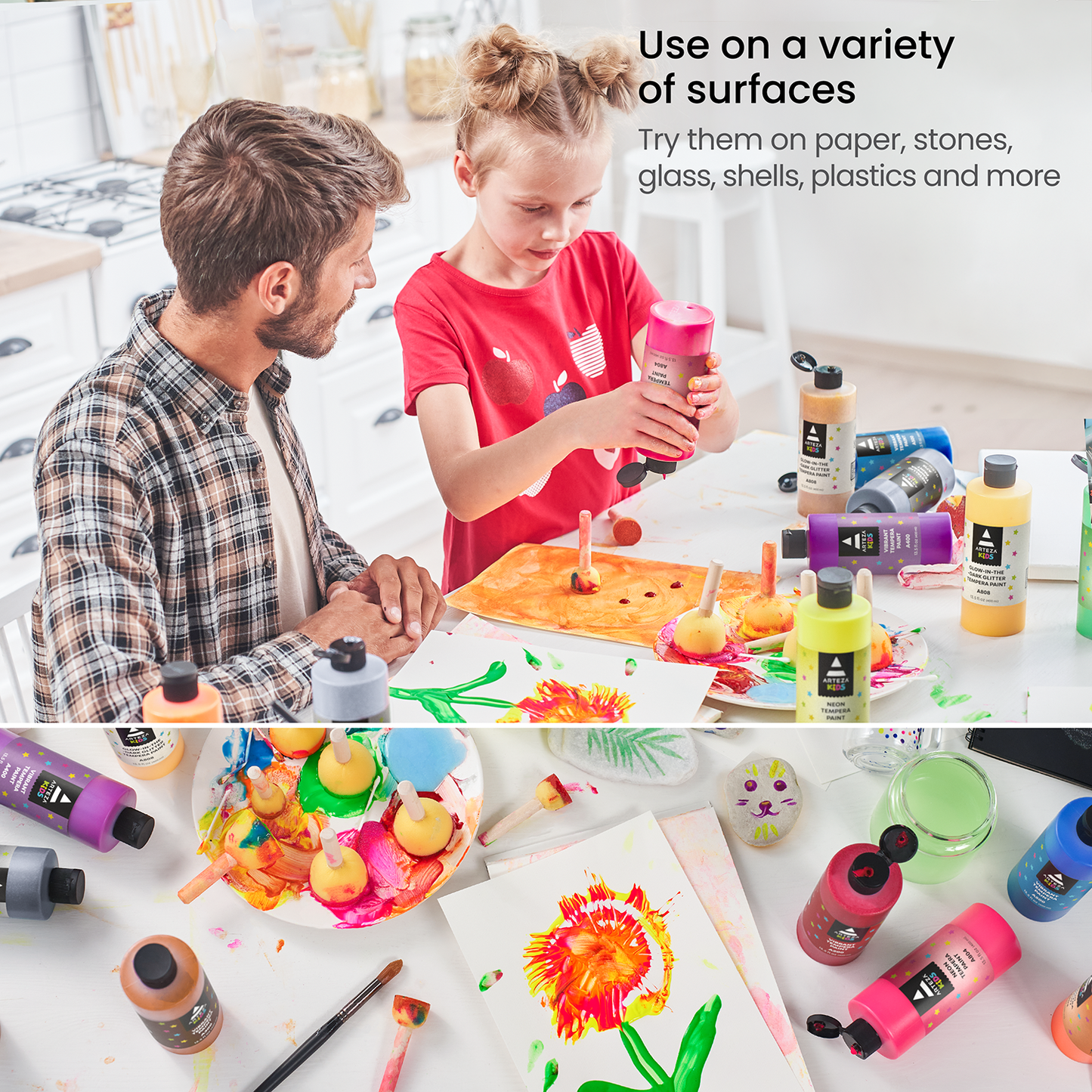 Kids Premium Tempera Paint, Assorted Colors, 400ml Bottles- Set of 16