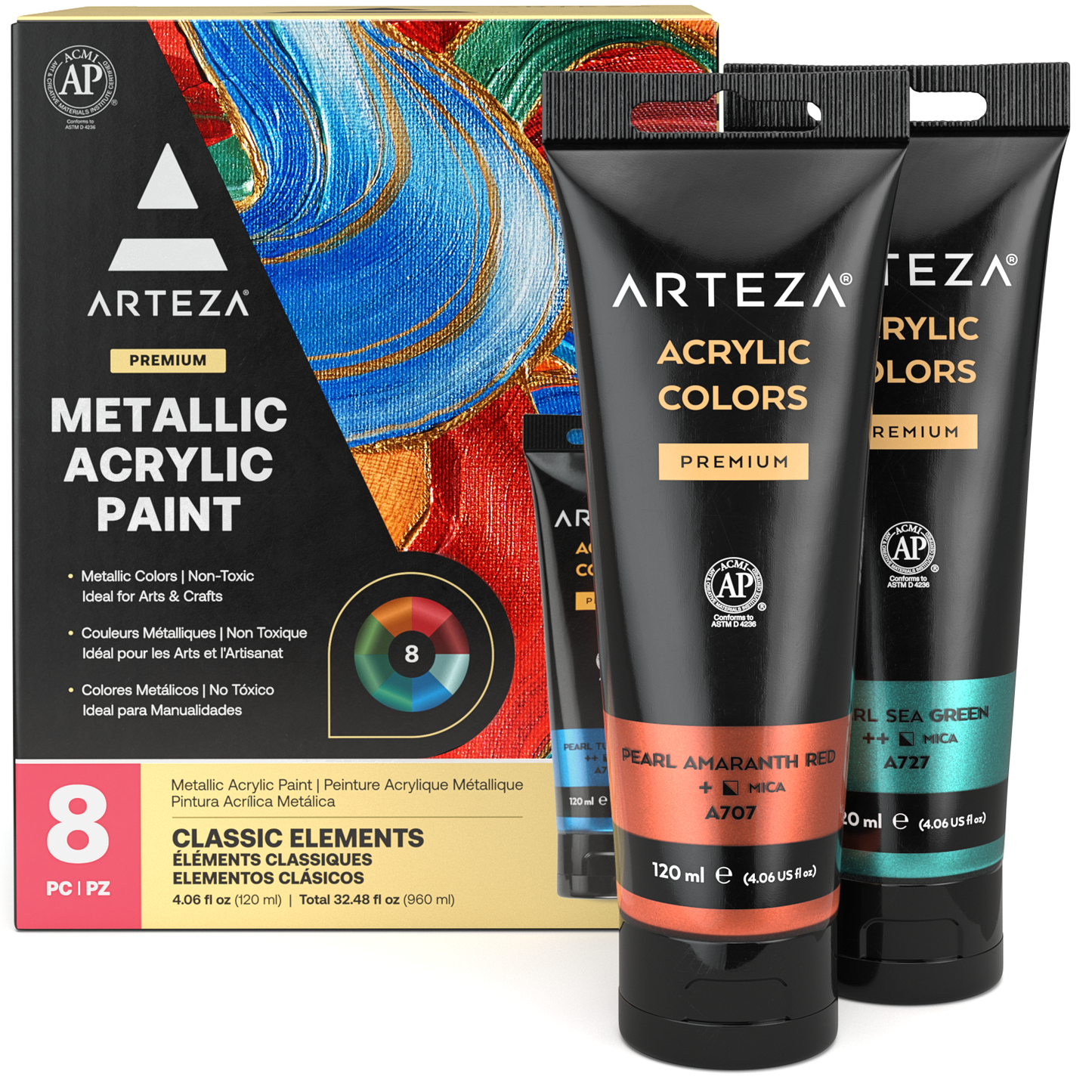 Metallic Acrylic Paint Color bottle pack 100ml - Malaysia Clay Art