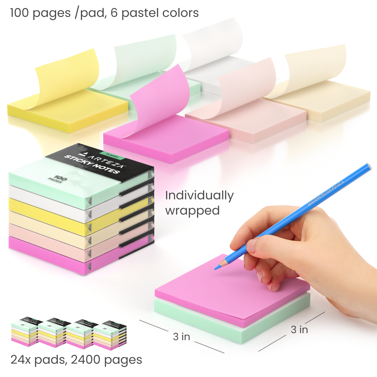 Sticky Notes 100 Sheets Pack of 24