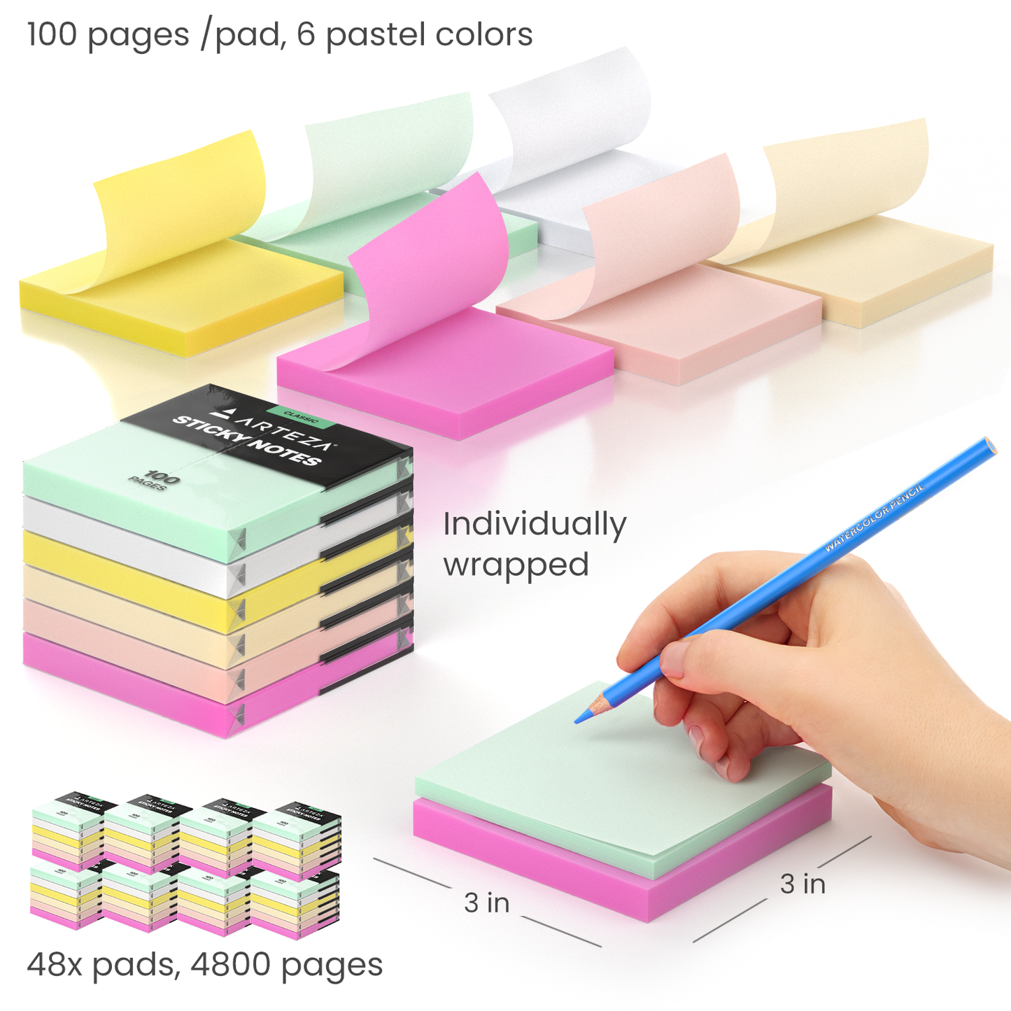 Sticky Notes 100 Sheets Pack of 48