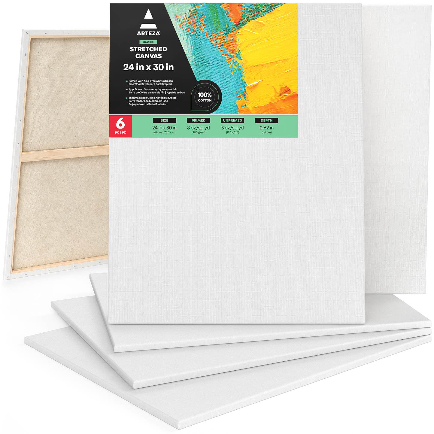 Classic Stretched Canvas, 24" x 30" - Pack of 6