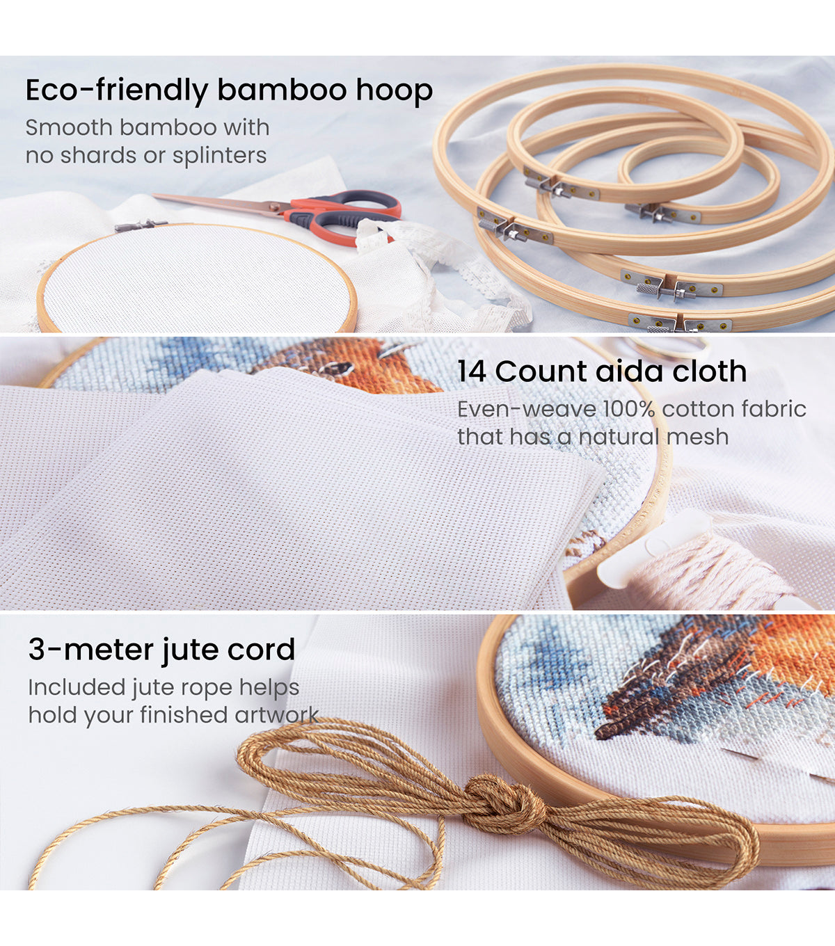  Bamboo Round Embroidery Hoop - Umoonfine 8 Pieces 8 Inches  Embroidery Hoops Adjustable Bamboo Circle Cross Stitch Hoop for Creating  Embroidery Pieces,Ornament Crafts : Everything Else