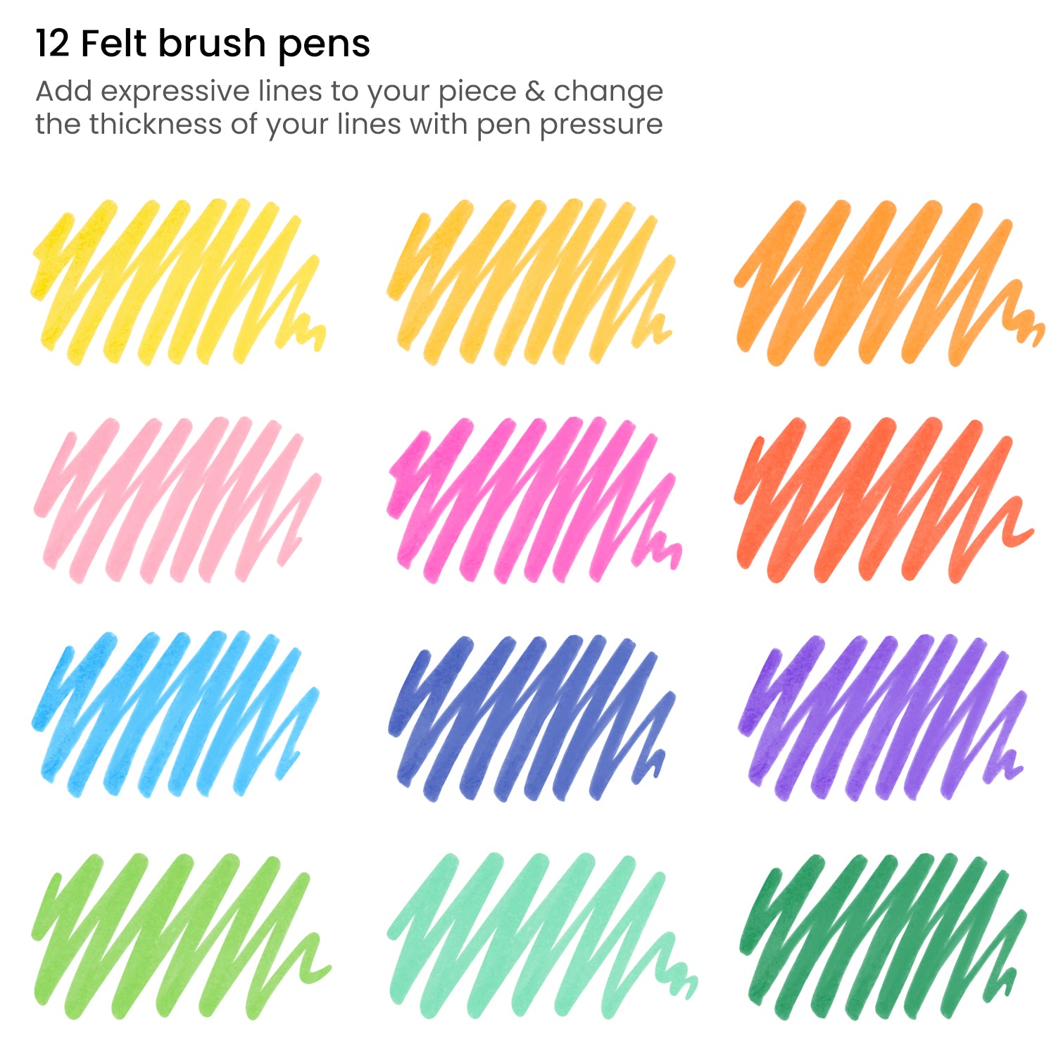 Fine Line Pens, Set of 12 Pieces, Felt Pens Set Multicolor, School