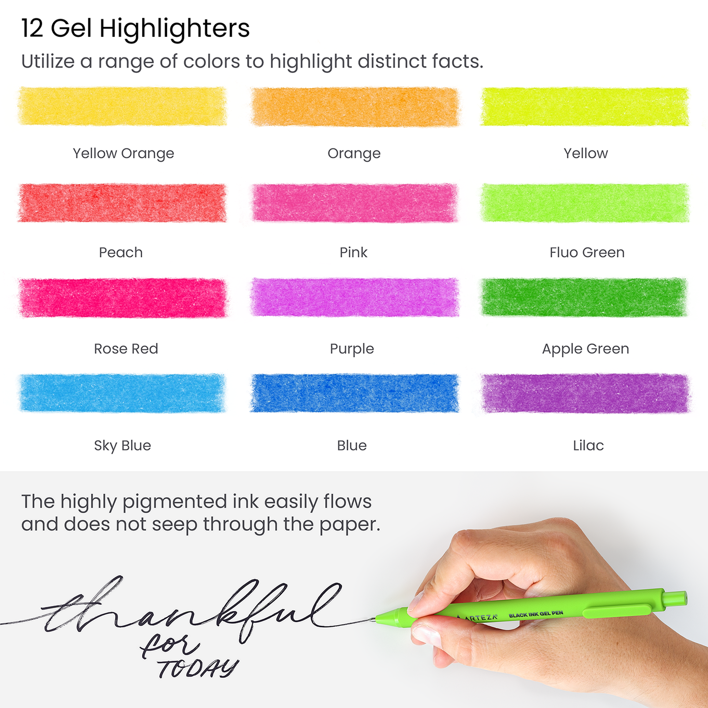 12 Gel Highlighter & 12 Pens with Sharpener Combo Set