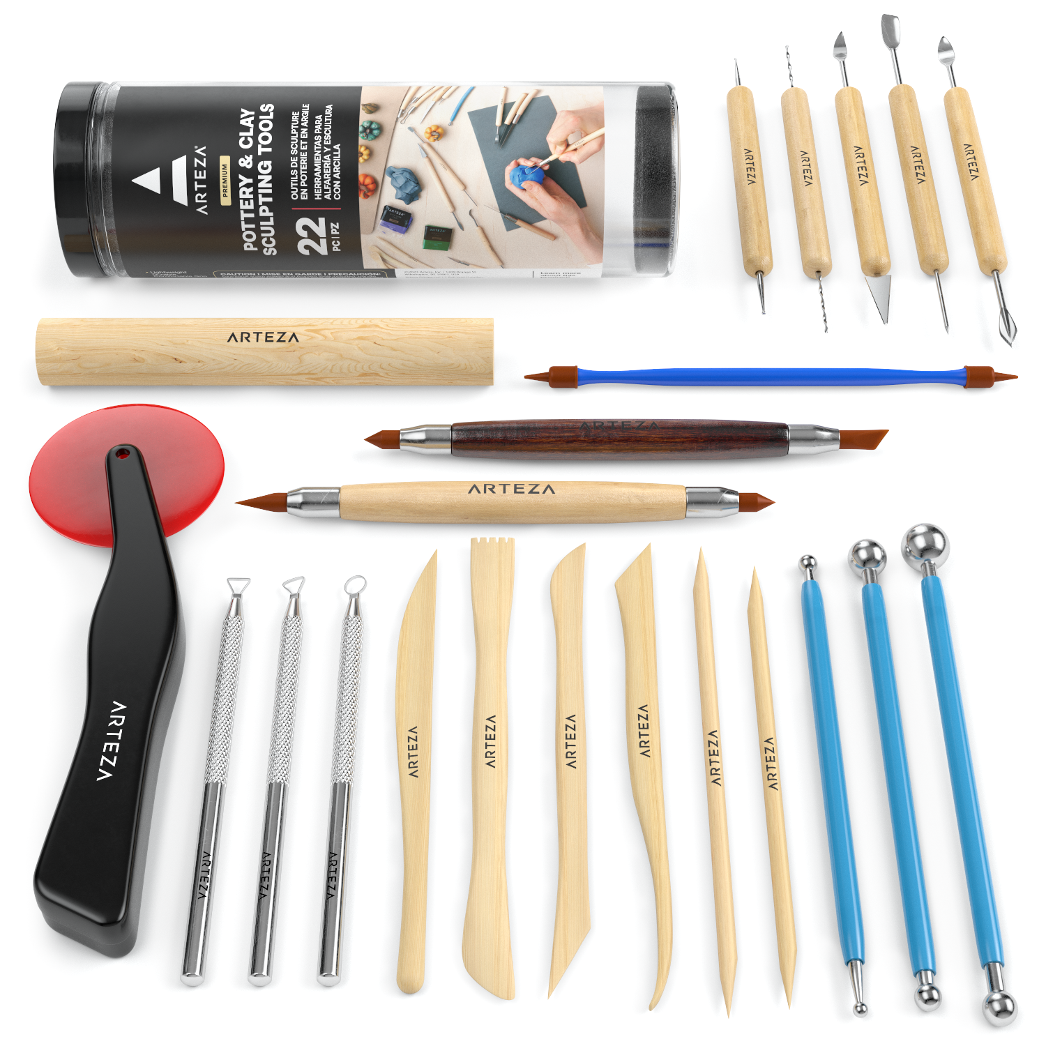 Pottery and Clay Sculpting Tools - Set of 22