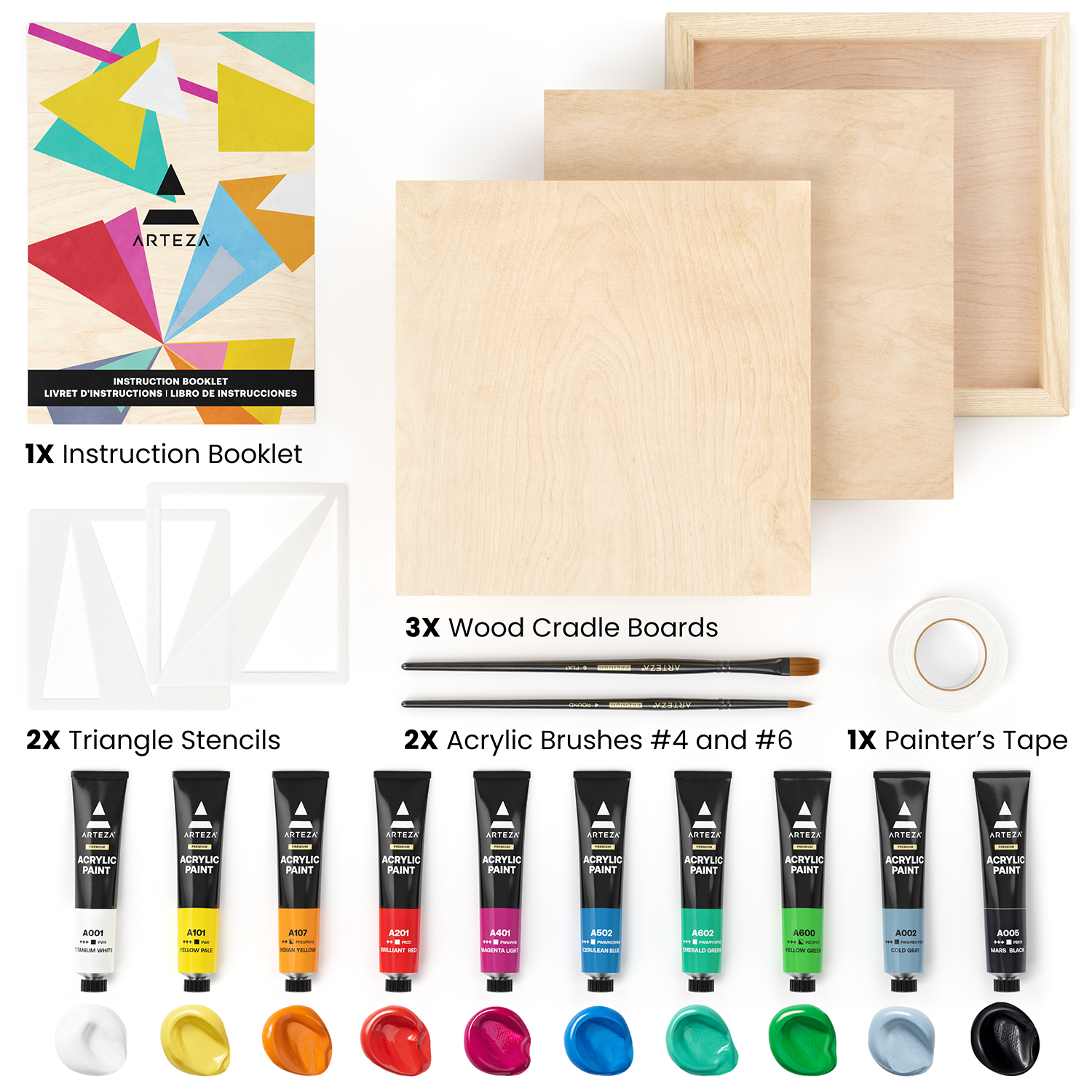  ARTEZA Acrylic Paint Set and Canvas Boards Bundle for Artist,  Painting Art Supplies for Artist, Hobby Painters & Beginners : Arts, Crafts  & Sewing