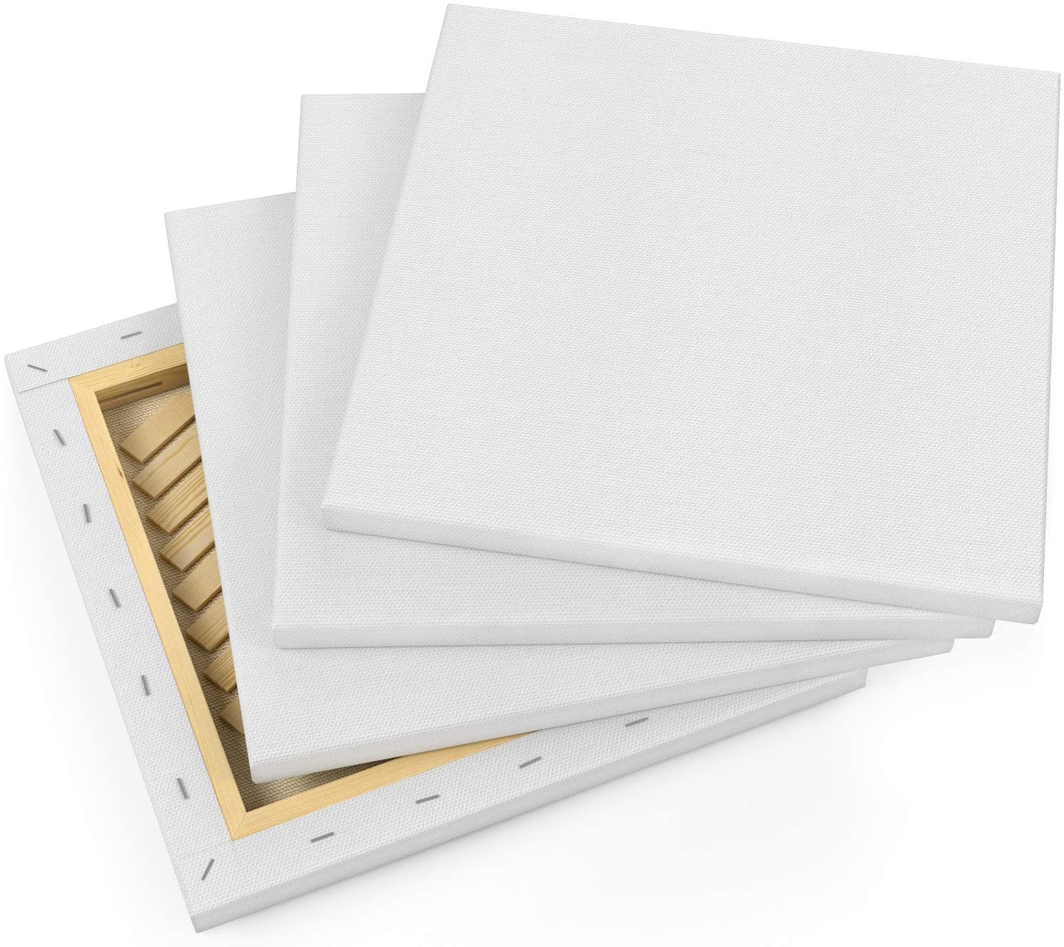 Square Stretched Canvas Multi-Pack - 4x4, 6x6, 8x8, 10x10, 12x12 - 12oz  Primed Gesso, Square Canvas Set - Foods Co.