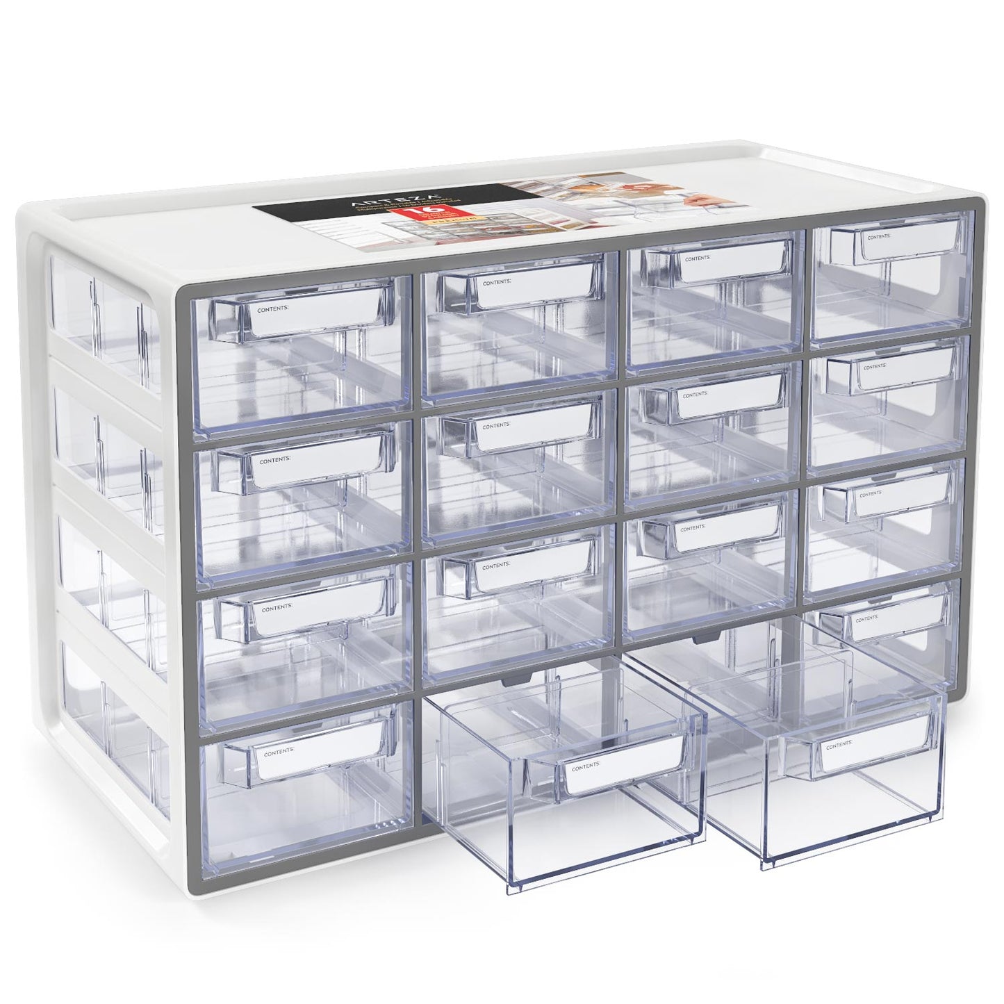 Clear 16 Drawer Storage Cabinet