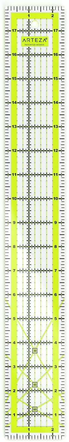 ARTEZA Quilting Ruler, 6 Wide x 12 Long and 2.5 Wide x 18 Long, Laser  Cut Acrylic Quilters' Ruler with Patented Double Color for Quilting, Sewing