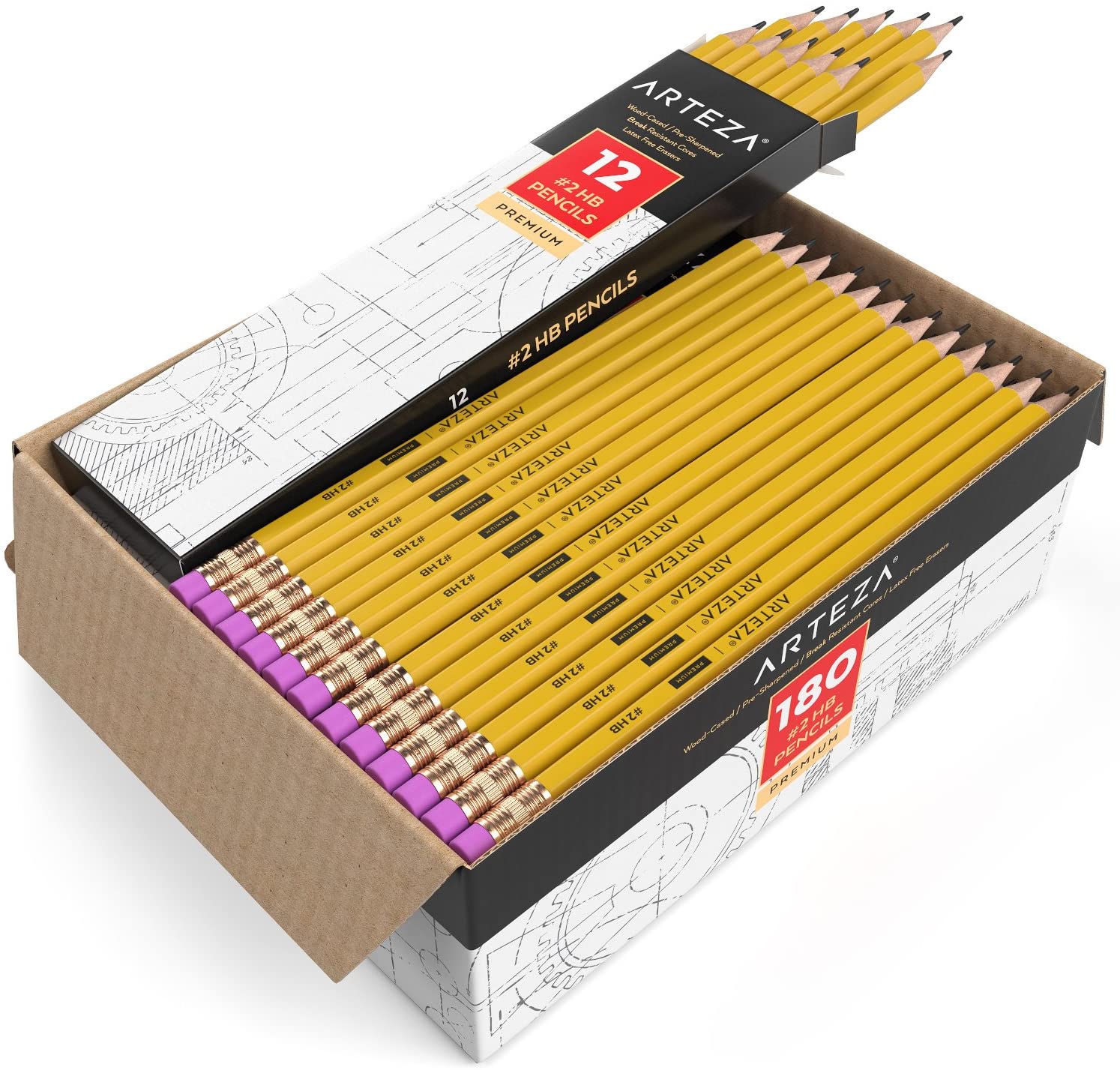 #2 HB Wood Pencils Box of 180