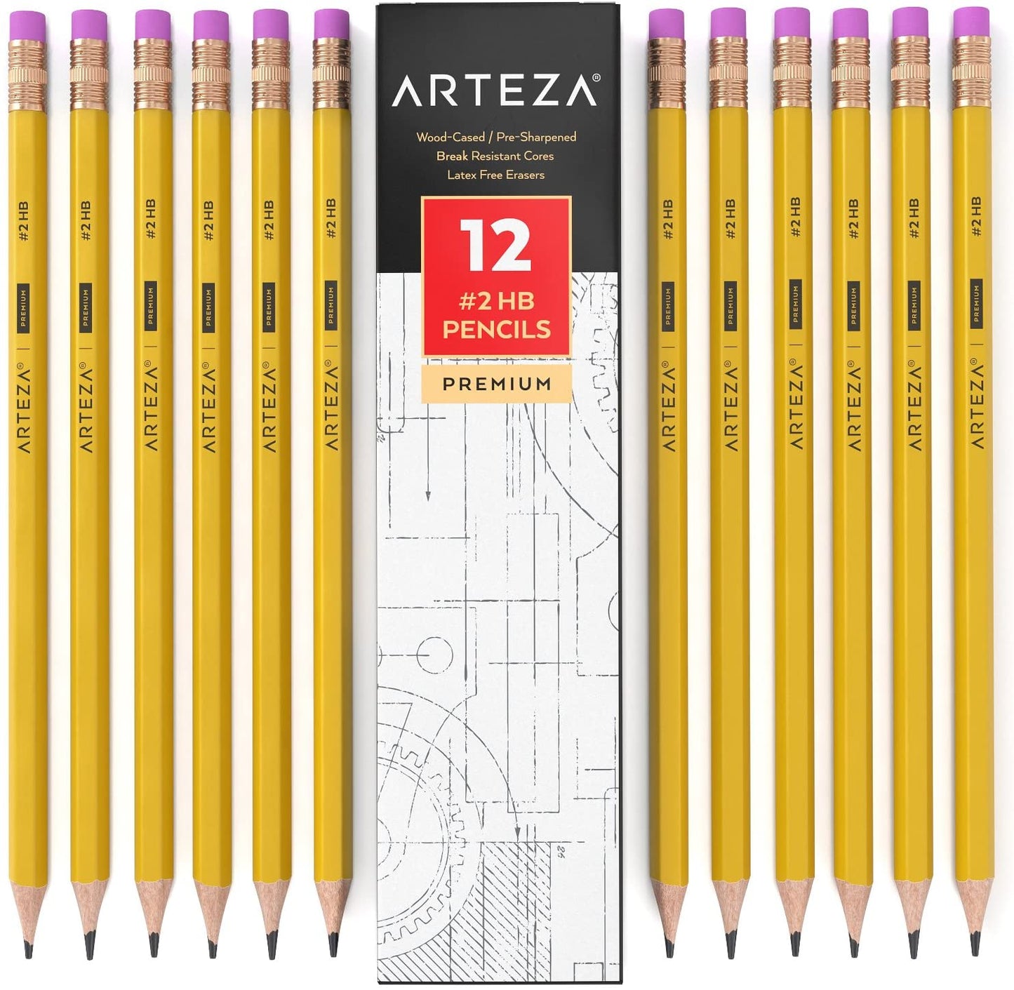 Arteza #2 HB Wood Pencils Box of 180