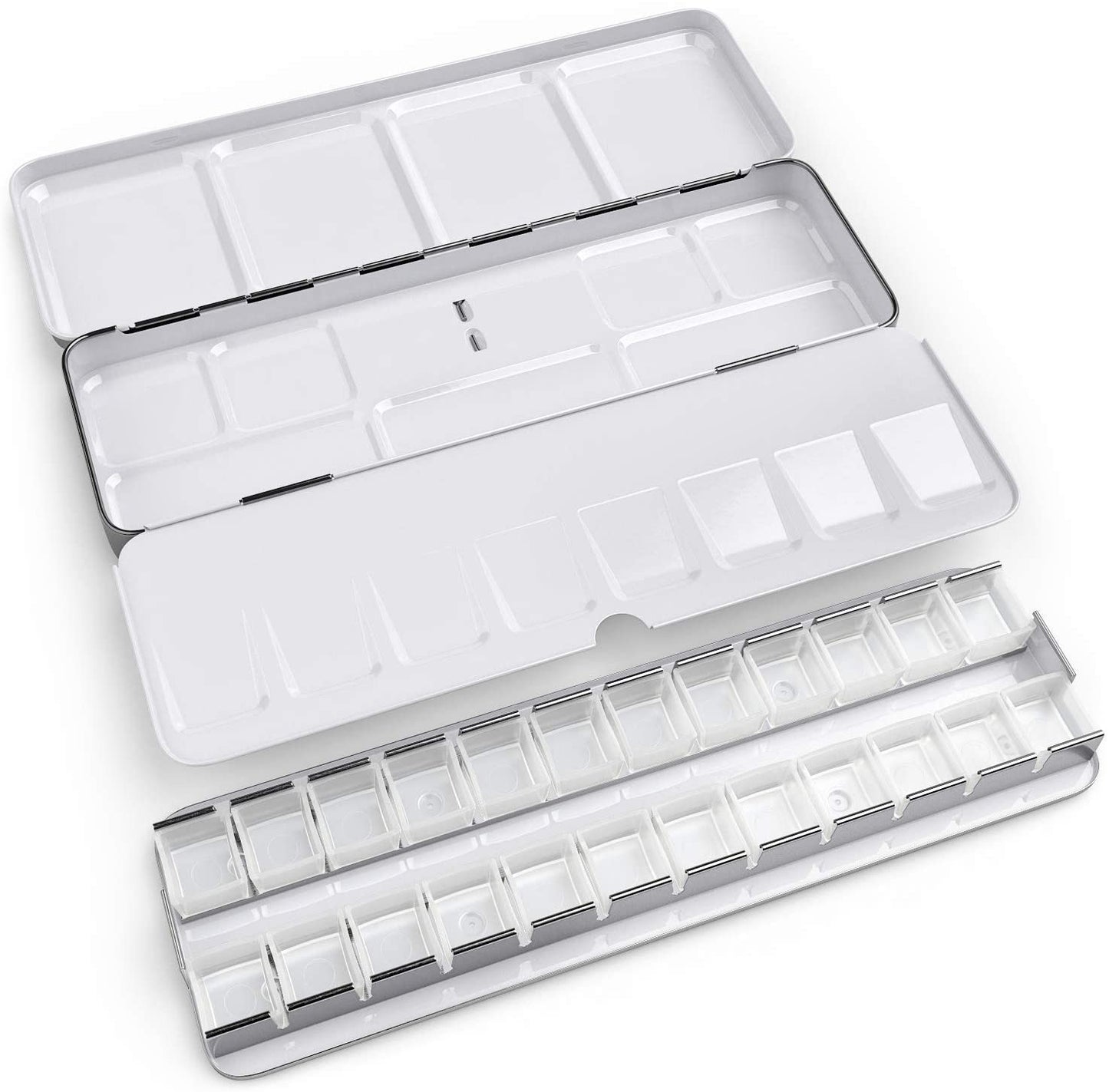 PH PandaHall 4PCS Small Empty Watercolor Palette Tin with 24 Half Pans and  12 Full Pans Travel Watercolor Box Metal Paint Case for Artist Student