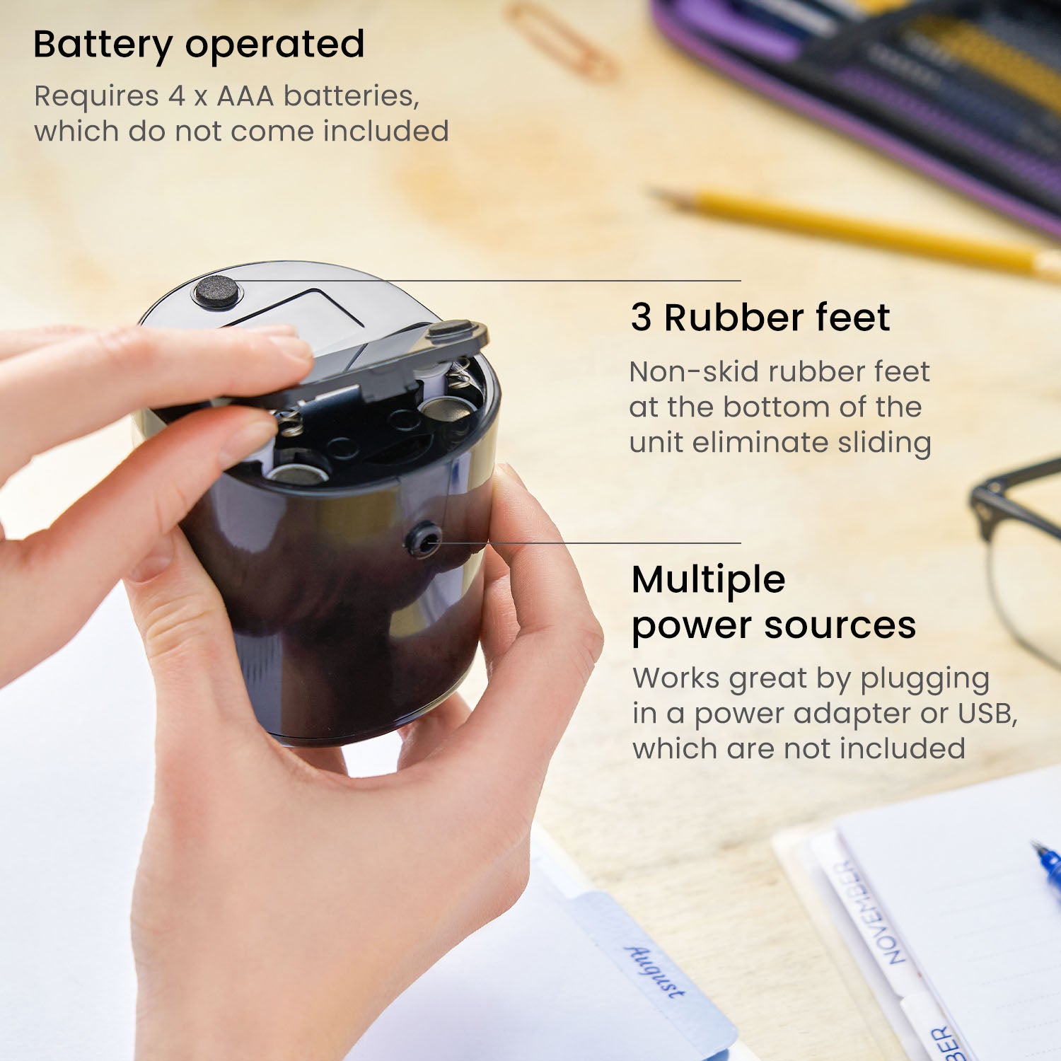 About the 2-Hole Battery Operated Pencil Sharpener