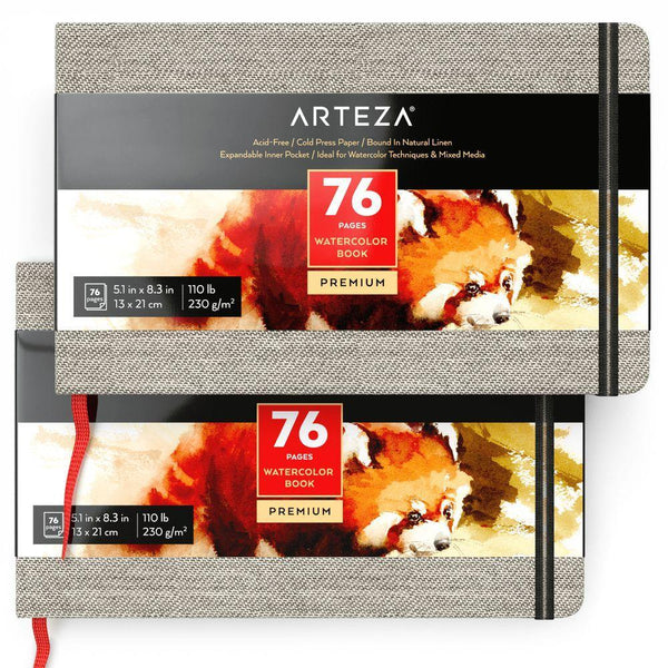 Arteza Watercolor Sketchbooks, 5.5x8.5-inch, 3-Pack, Blue Hardcover  Journal, 96 Sheets, 140lb/300gsm Watercolor Paper Pad, Spiral Bound Book  for Watercolor, Gouache, Acrylics, Pencils, Wet & Dry Media 5.5x8.5 inch -  3 pack Blue
