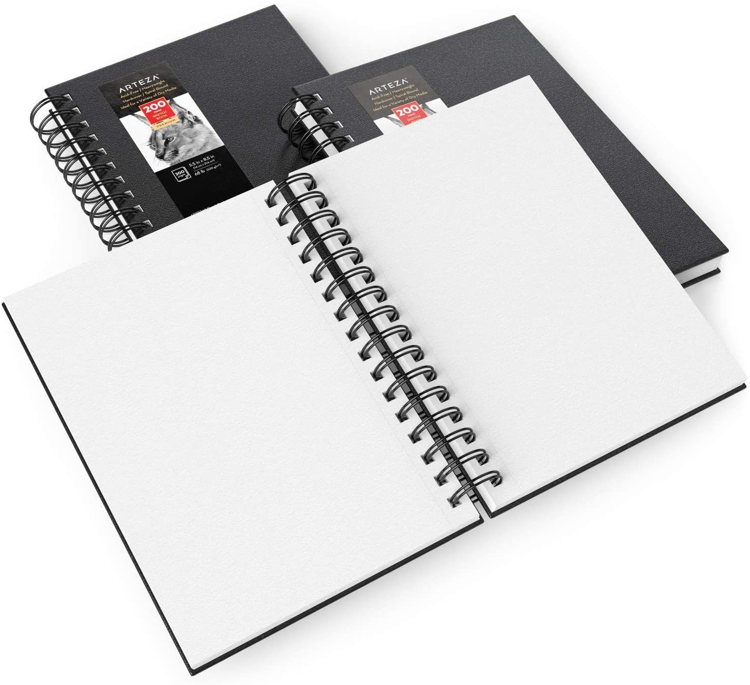 Arteza Spiral Hard Cover Black Sketchbook 5.5 X 8.5 Open Stock for