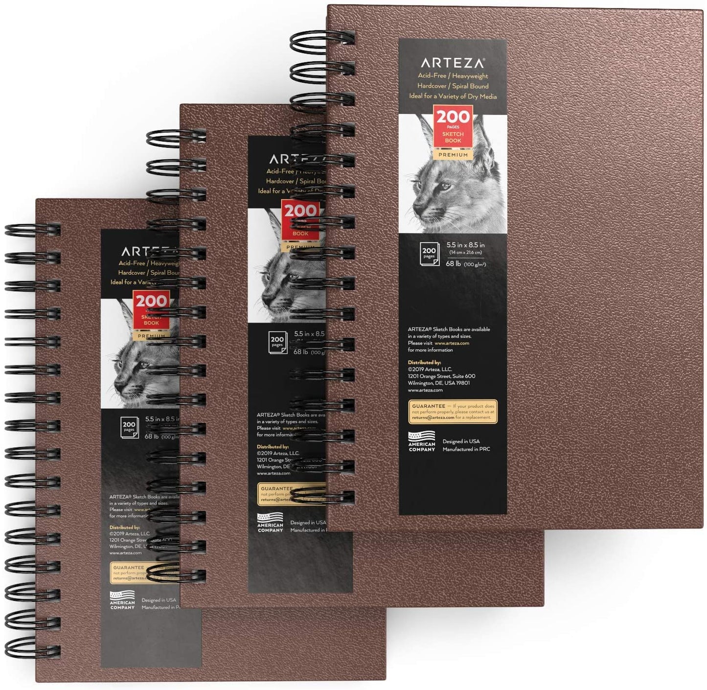 Artisto 5.5x8.5 Premium Sketch Book Set, Spiral Bound, Pack of 3, 300  Sheets (125g/m2)