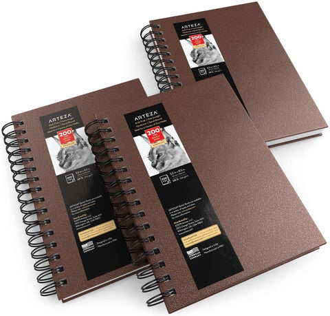 Arteza Sketchbook, Spiral-Bound Hardcover, Brown, 9x12, 200 Pages Drawing  Paper Each - 2 Pack