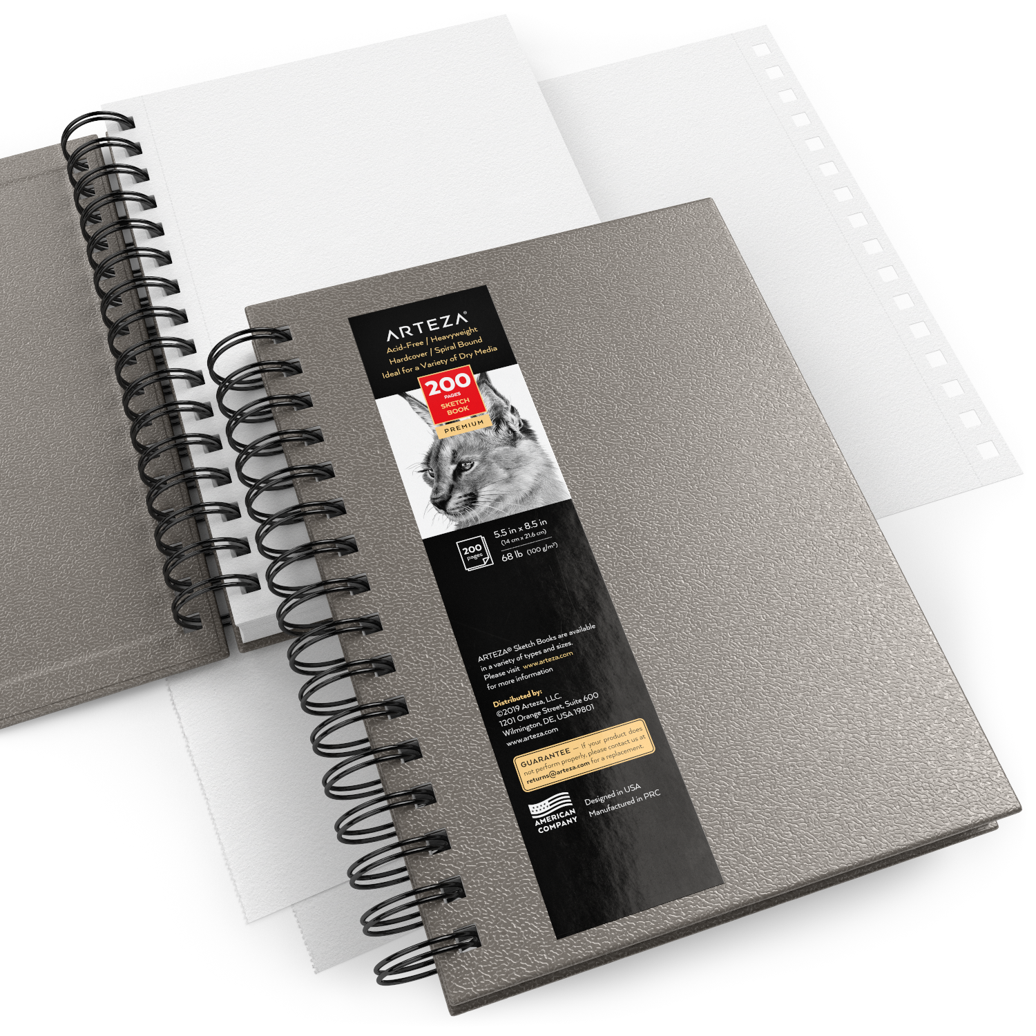 Sketchbook, Spiral-Bound Hardcover, Gray, 5.5 x 8.5” - Pack of 3