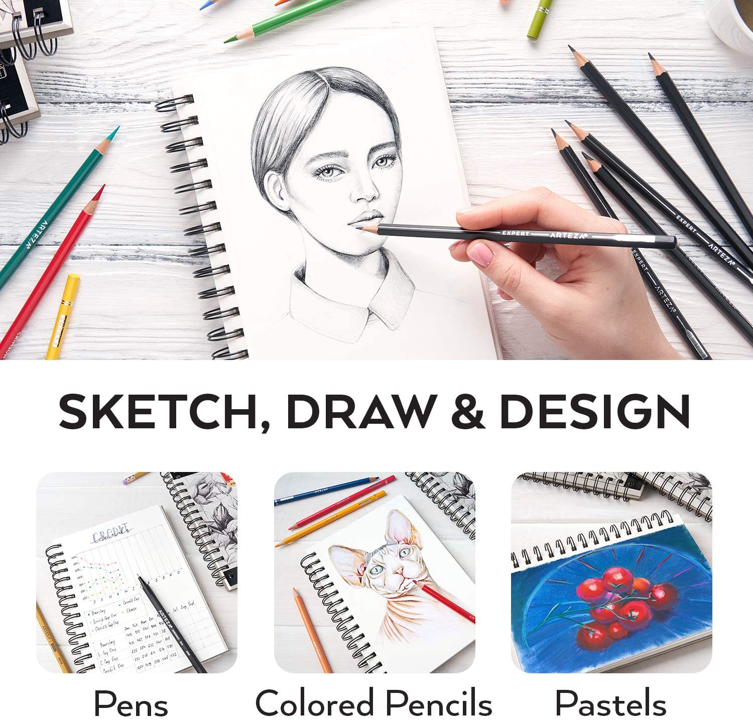 Arteza Sketchbook, 5.5 x 8.5, 100 Sheets - Pack of 3