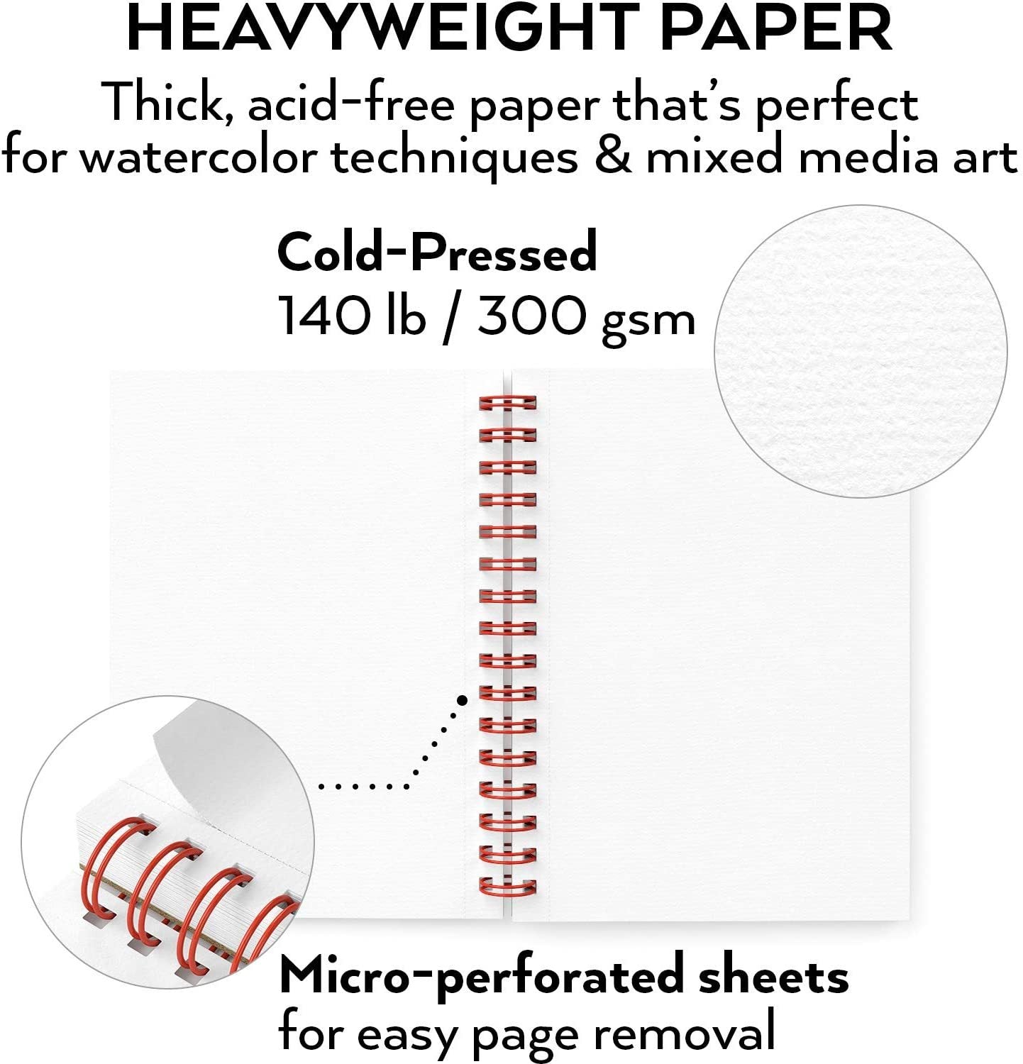 Watercolor Pad, Cold Pressed, 5.5" x 8.5", 30 sheets - Pack of 3