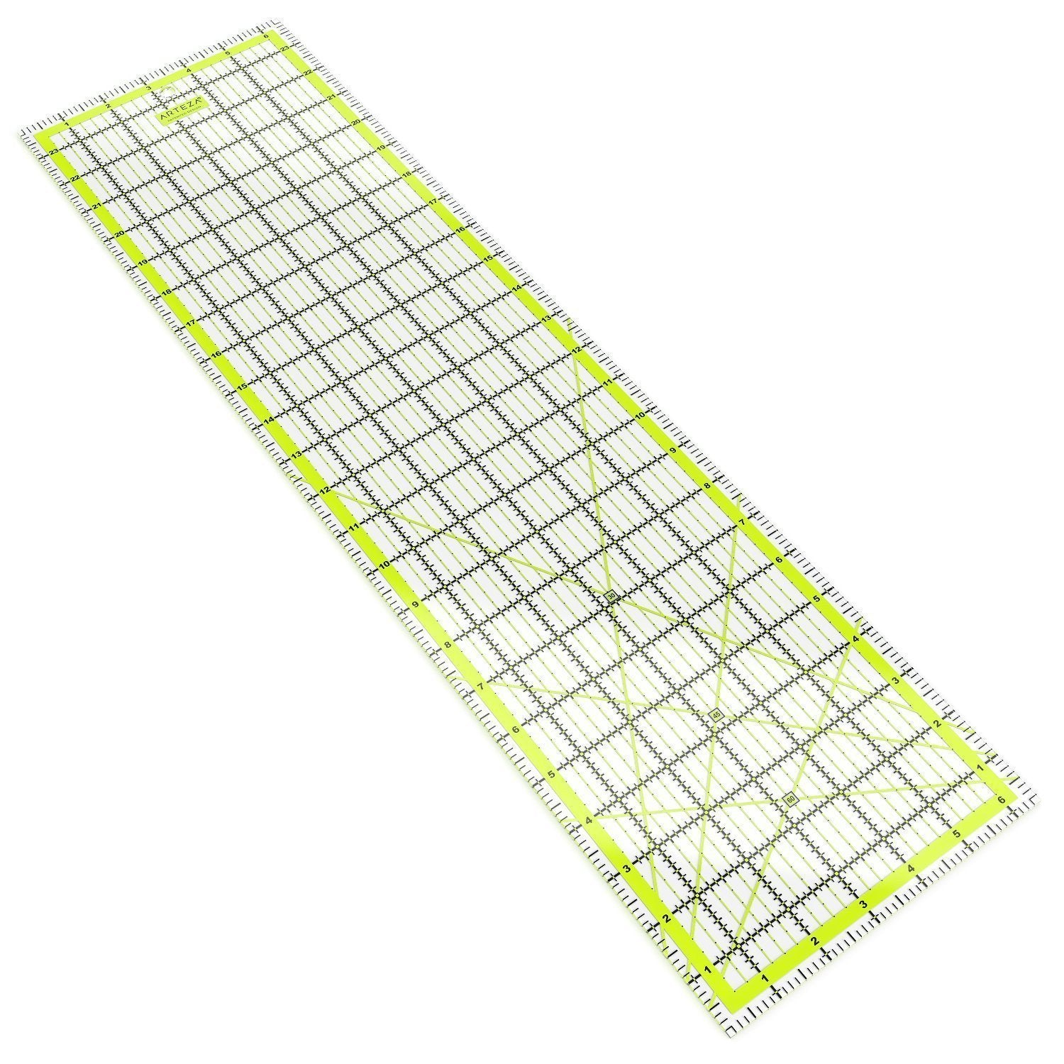 WhisperDream Acrylic Sewing Ruler - 2 Pack Yellow Quilting Rulers - 6.5 x  12 inch Sewing Ruler Clear, Fabric Cutting Ruler with Non-Slip Surface for