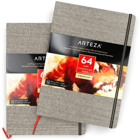 Watercolor Book, Gray Hardcover, 5 x 8, 76 Pages - Pack of 2
