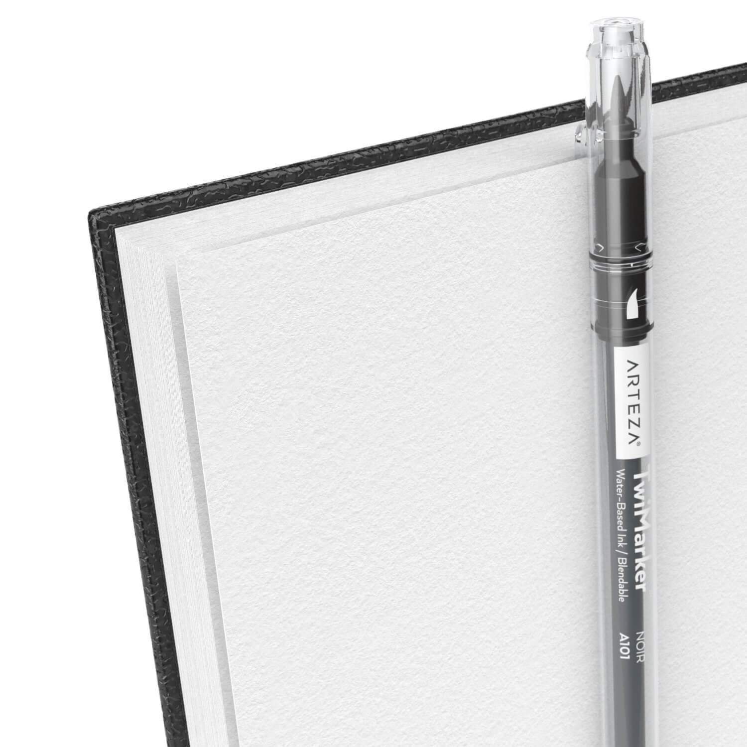 WA Portman A4 Black Paper Sketchbook, 60 Spiral Bound Pages