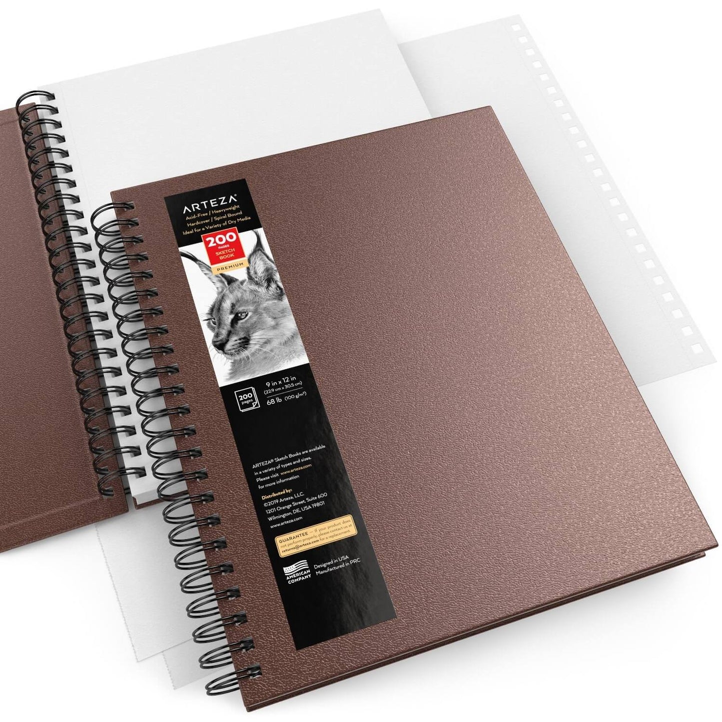 Sketchbook, Spiral-Bound Hardcover, Brown, 9x12” - Pack of 2