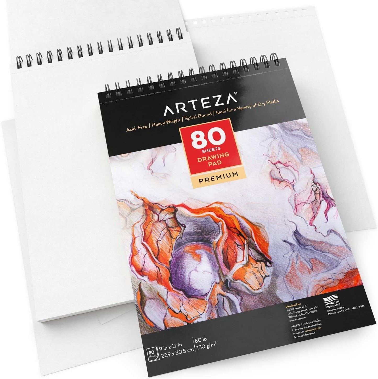 Arteza Sketchbook, 9x12, 100 Sheets of Drawing Paper - 2 Pack