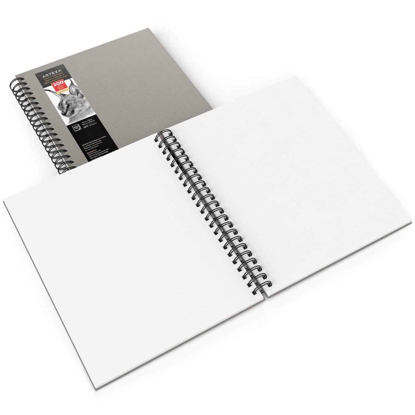 Sketchbook Spiral-Bound Hardcover Gray 9" x 12” - Pack of 2