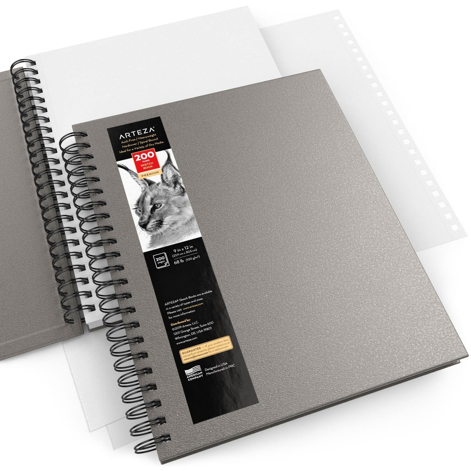 Arteza Sketchbook, Spiral-Bound Hardcover, Black, 9x12, 200 Pages of  Drawing Paper Each - 2 Pack
