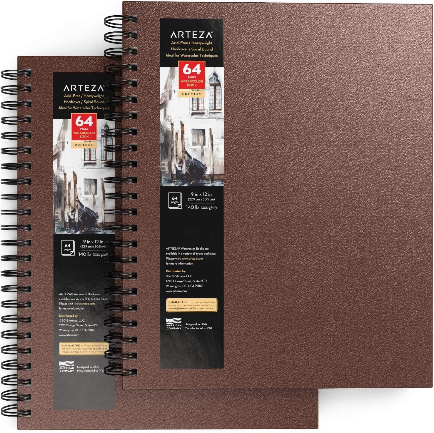 Watercolor Book, Beige Hardcover, 8.25 x 8.25, 68 Pages - Pack of 2