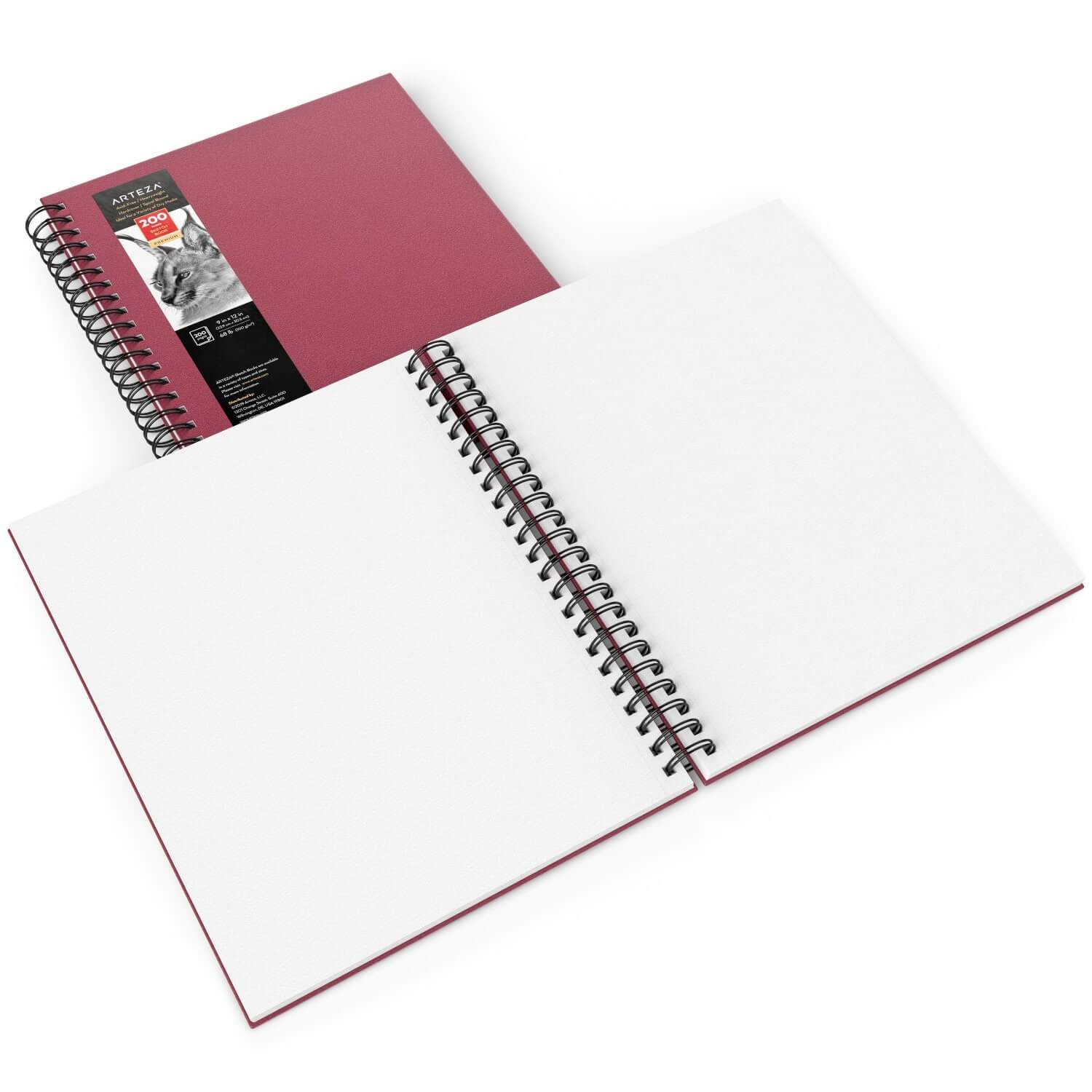 Sketchbook, Spiral-Bound Hardcover, Pink, 9 x 12” - Pack of 2