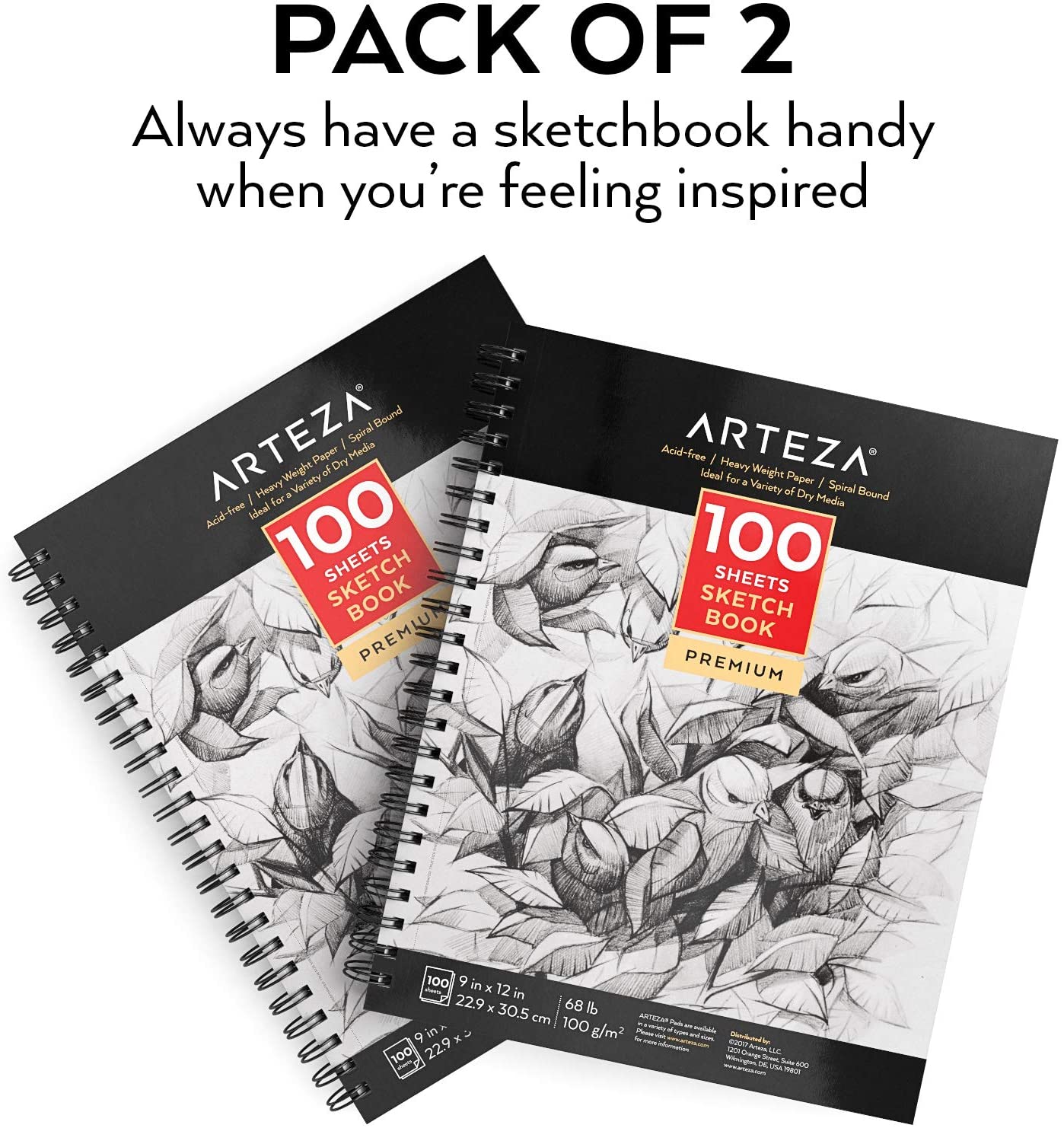 Arteza Sketchbook, 9x12, 100 Sheets Of Drawing Paper - 2 Pack : Target