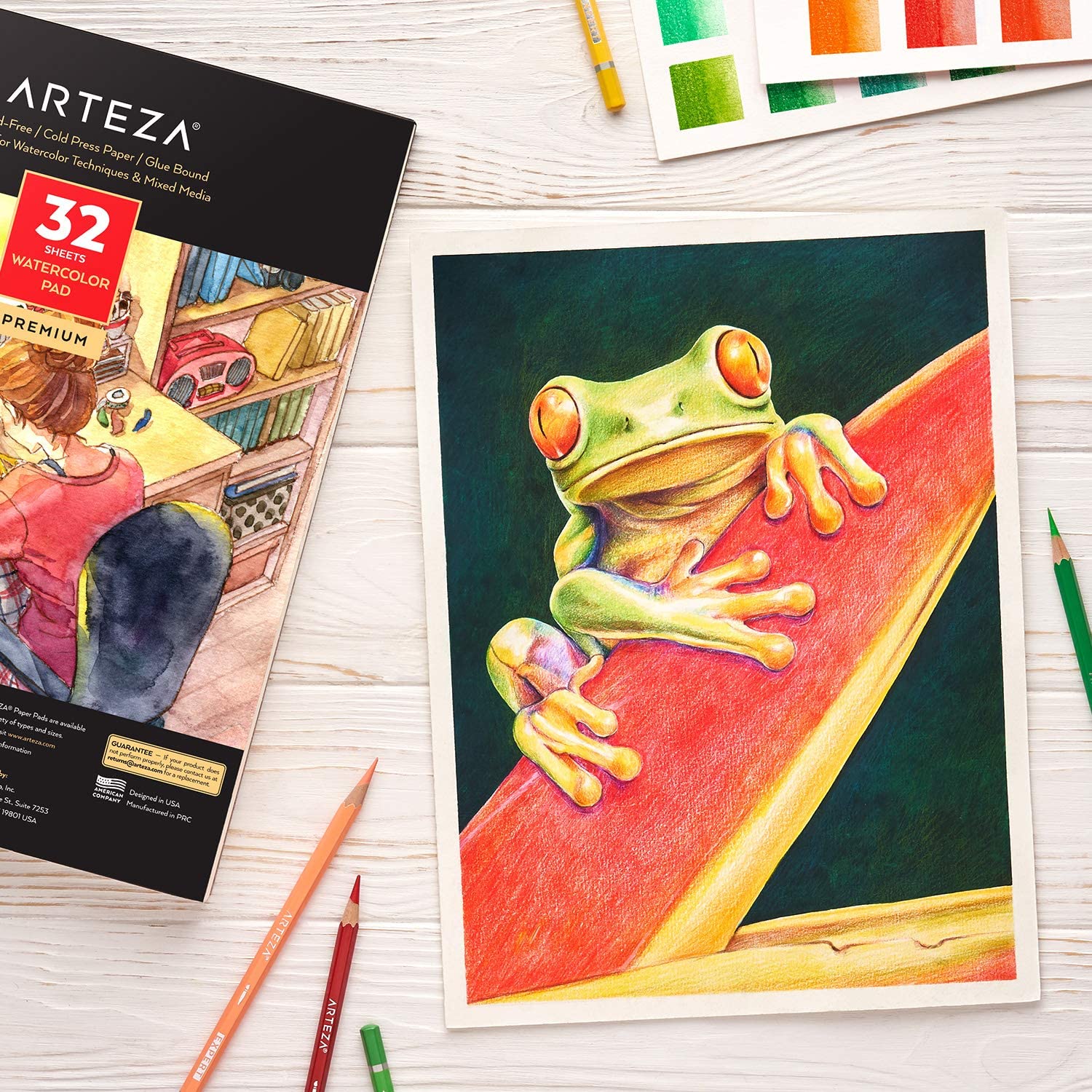 Arteza 5.5x8.5 inch Watercolor Pad, Pack of 3, 90 Sheets 140lb/300gsm, 30 Sheets Each, Spiral Bound Acid Free Cold Pressed Paper