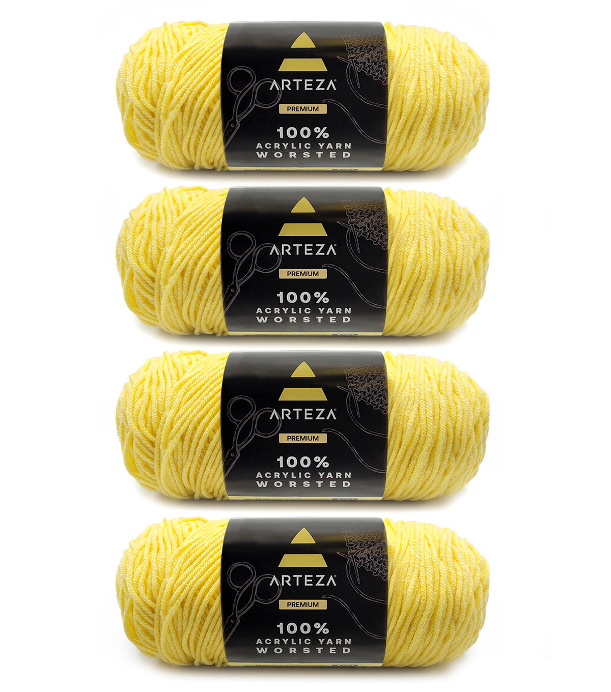 100% Acrylic Yarn, Worsted - 4 Pack