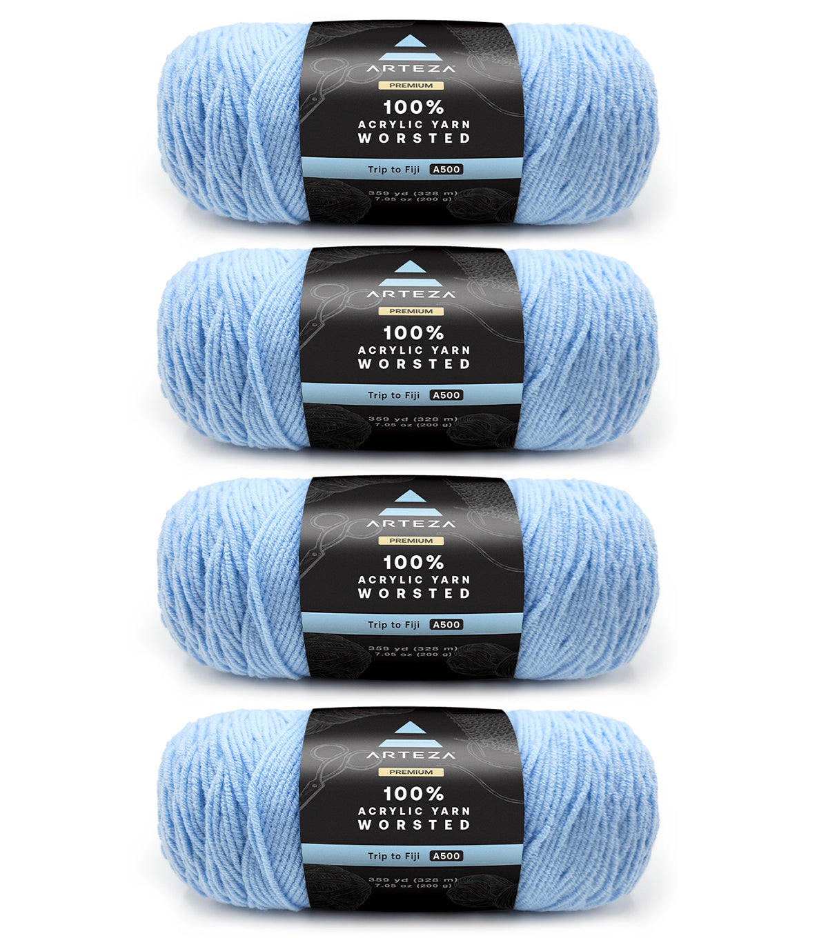  Arteza Acrylic Yarn for Crocheting, 4 x 200-g Skeins of  Worsted Yarn for Knitting, Ripped Jeans A505, Machine Washable, Knitting &  Crochet Supplies – Use with Knitting Needles and Crochet